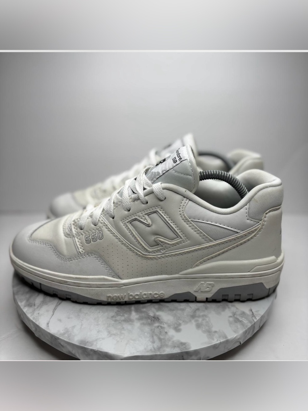 Size 8.5 Men- New Balance 550 White Grey Size 10 Women